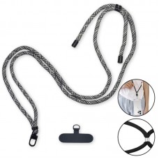 Cordão de Pescoço para celular com regulagem 90cm - Branco e Preto